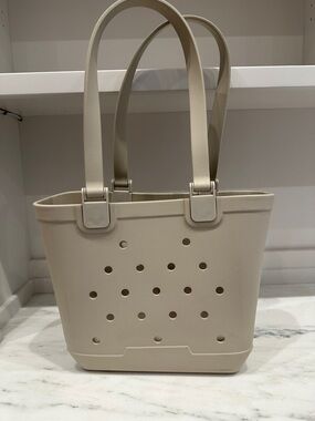 Cream Everyday Tote Bag with Perforated Design.  Like new